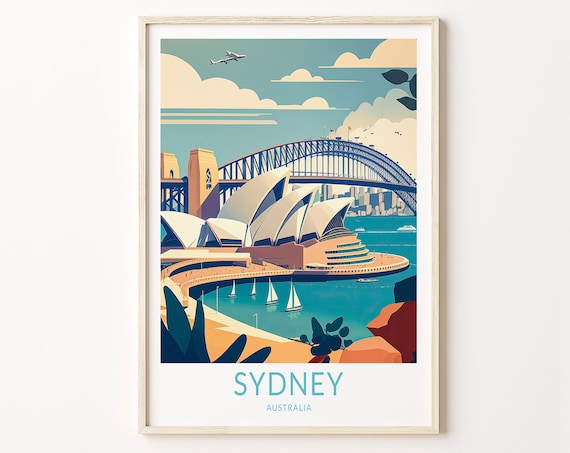 Sydney Travel Poster, Australia City Travel Print