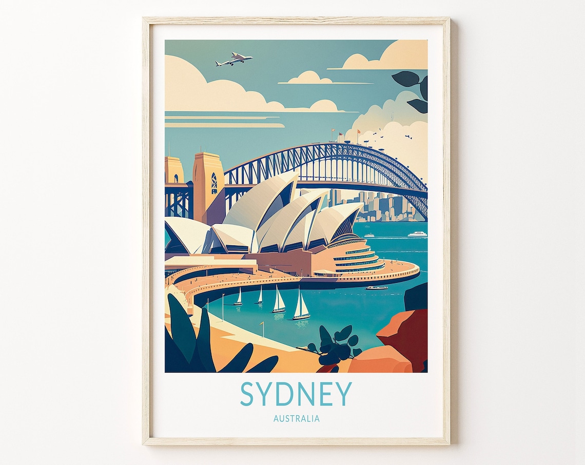 Sydney Travel Poster, Australia City Travel Print