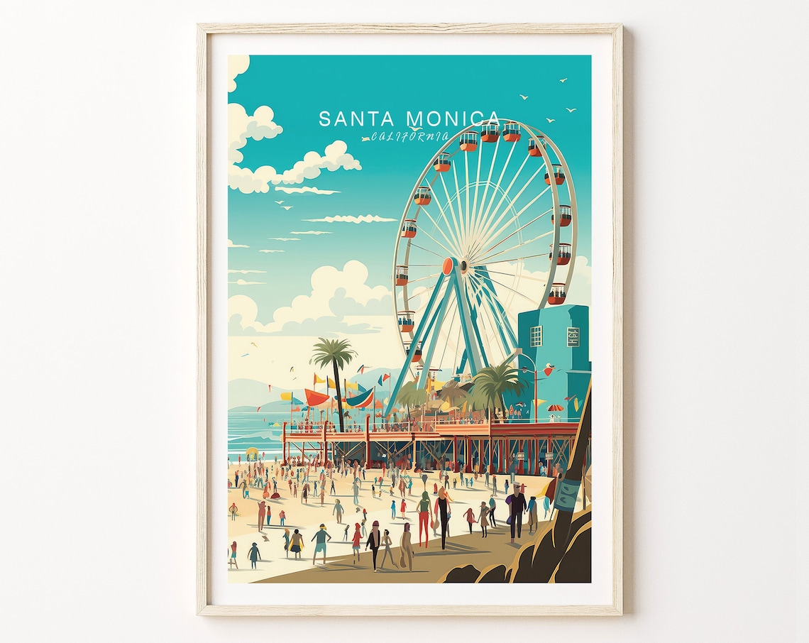 Santa Monica California Minimalist Travel Poster