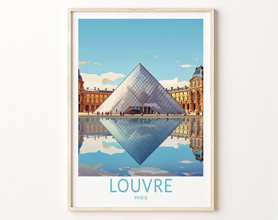 Louvre Paris Travel Poster, Museum Wall Art