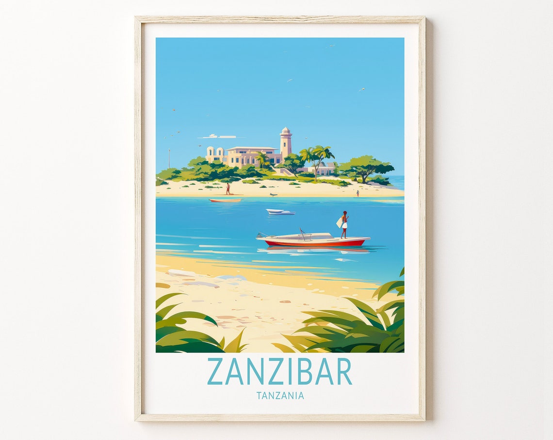 Zanzibar Travel Poster Zanzibar Tanzanian Travel Wall Decor Zanzibar Coast Wall Art Birthday Travel Gifts Personalized Traveler Poster