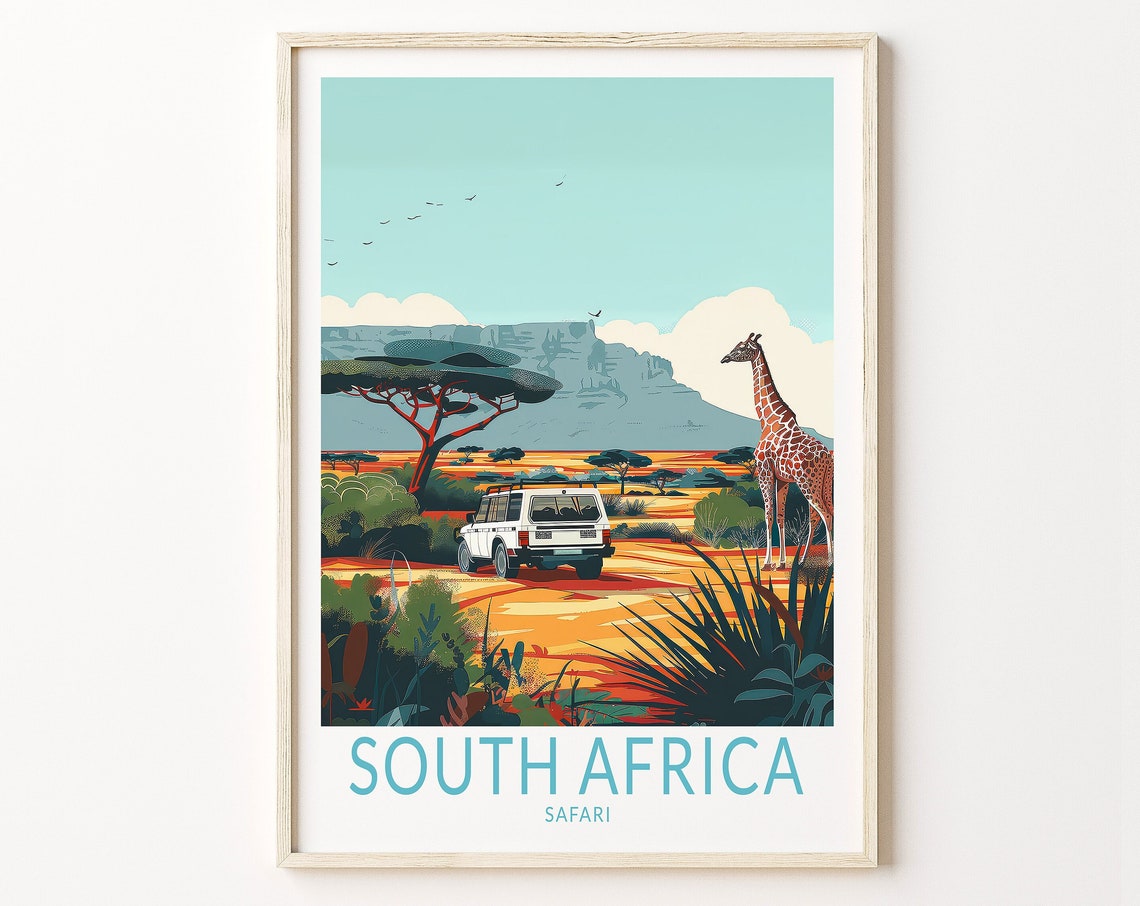 South Africa Travel Poster Africa Wall Art Safari Poster National Park Print Custom City Travel Poster Personalised Gifts