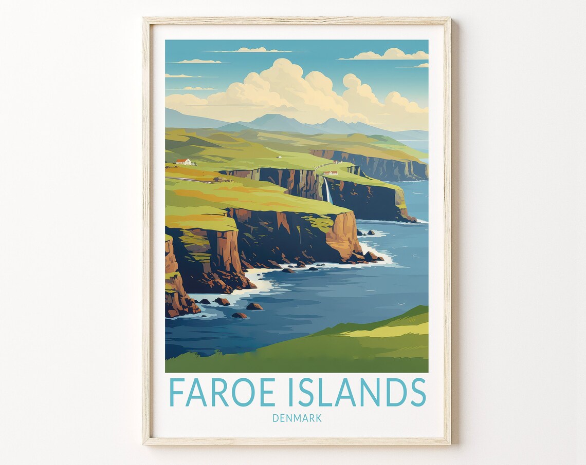 Faroe Islands Travel Poster, Denmark Wall Art