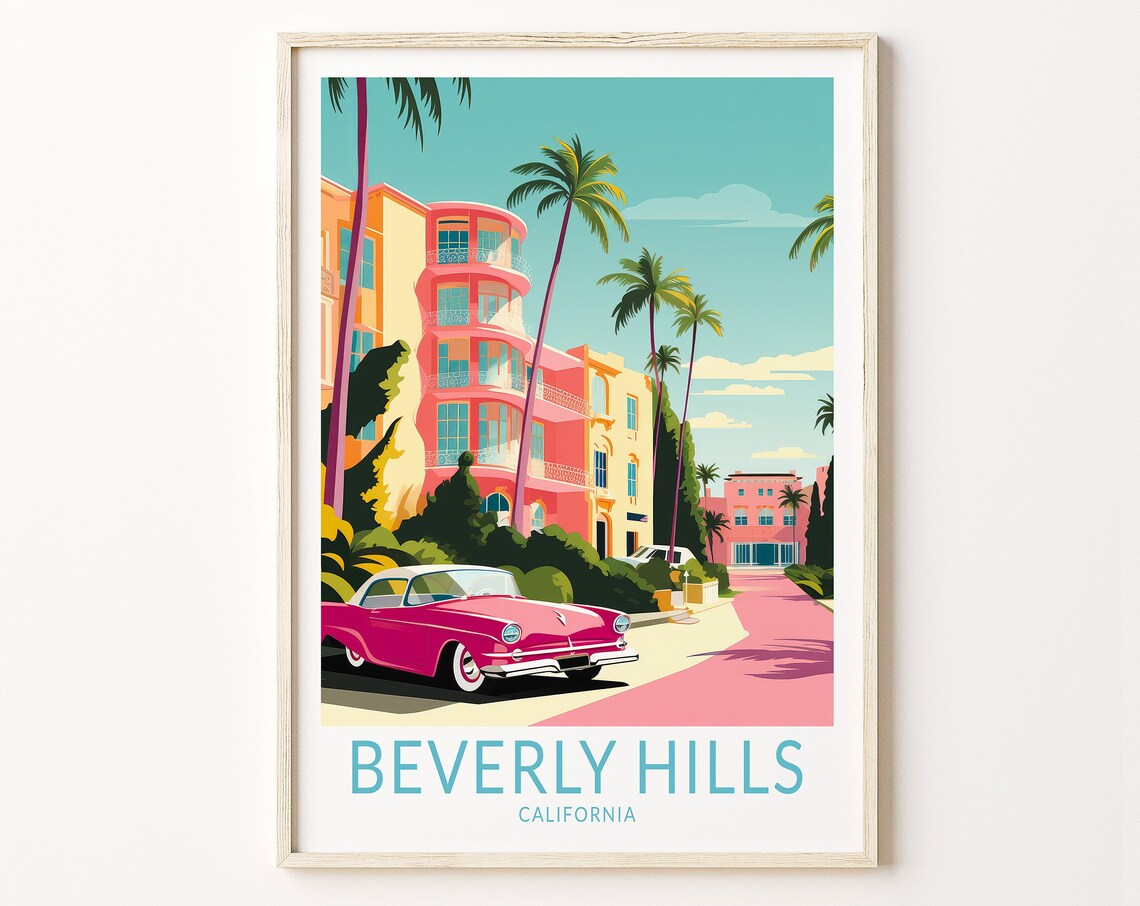 Beverly Hills California Travel Poster, Los Angeles