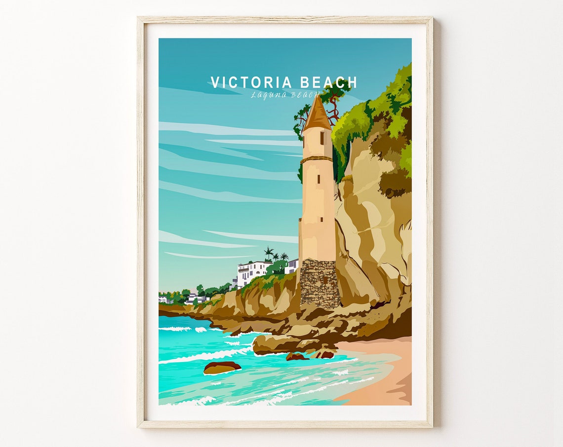 Laguna Victoria Beach California Travel Poster Laguna Victoria Beach Poster California Postcard Custom Travel Print Birthday Gifts