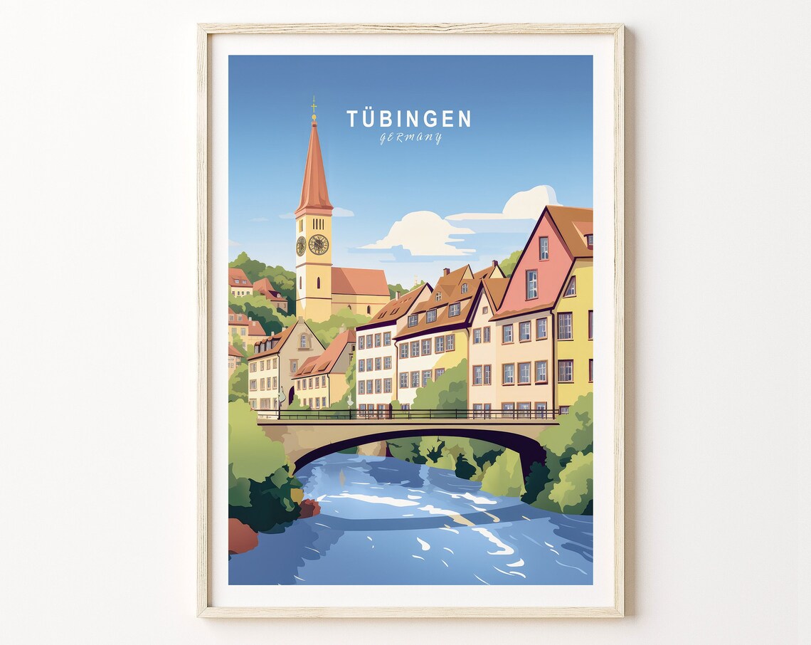 Tübingen Germany Travel Poster, Europe Travel Art Print