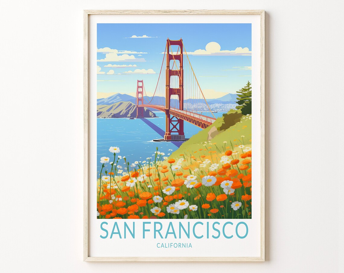 San Francisco Travel Poster, California Travel Print