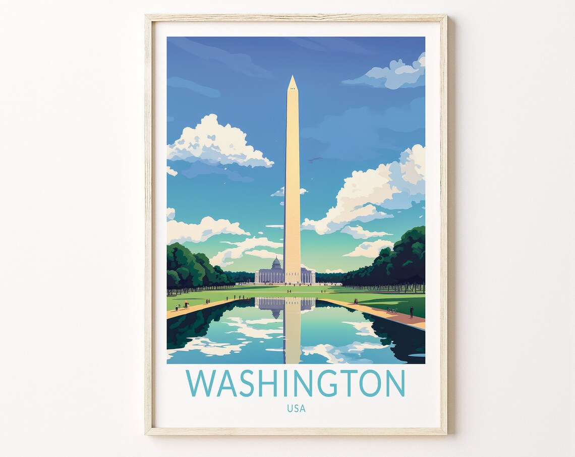 Washington Dc Travel Poster, Travel Home Decor