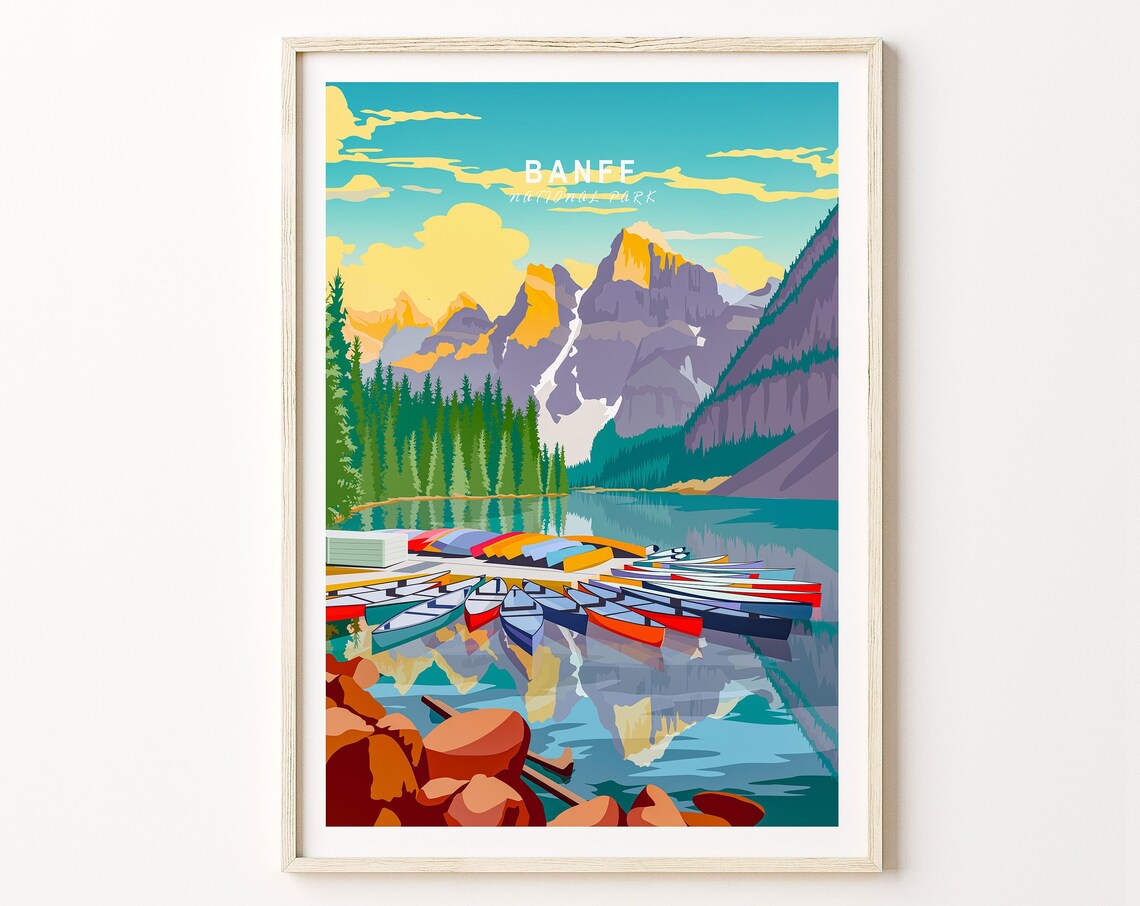Banff National Park Travel Poster Banff Poster National Parks Postcard Custom Travel Print Personalized Travel Poster Birthday Gifts