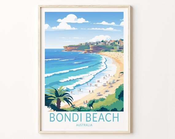 Bondi Beach Australia Coastal Travel Poster