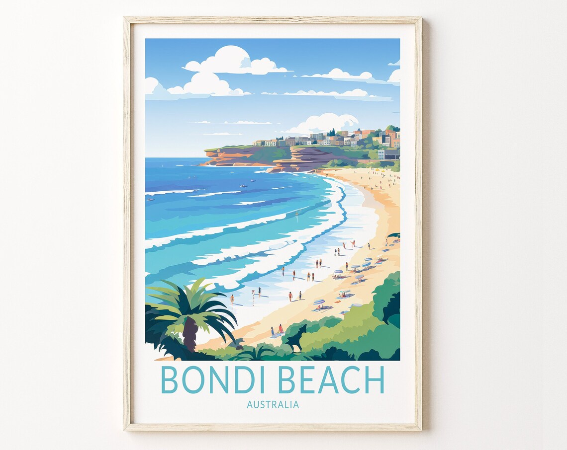 Bondi Beach Australia Coastal Travel Poster