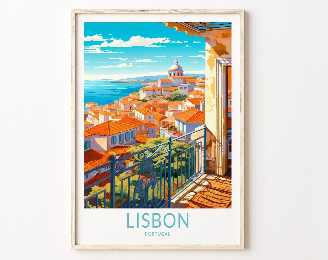 Lisbon Portugal Travel Poster, Lisbon Train Wall Art