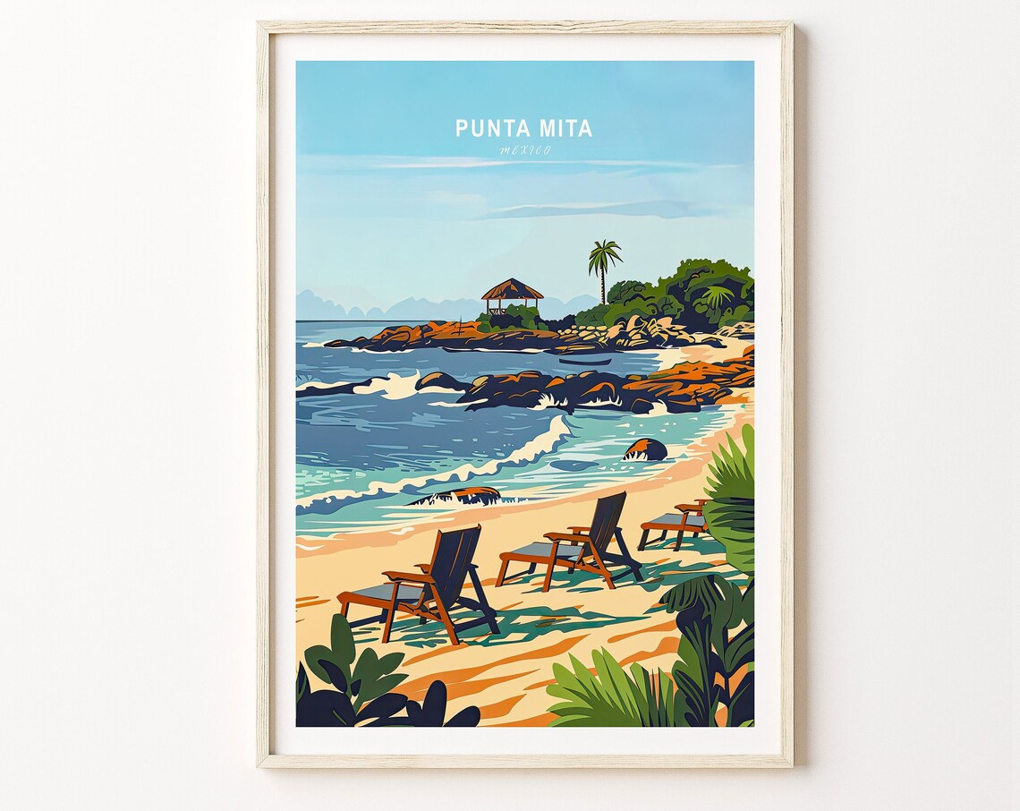 Punta Mita Travel Poster, Mexico Coast Wall Decor