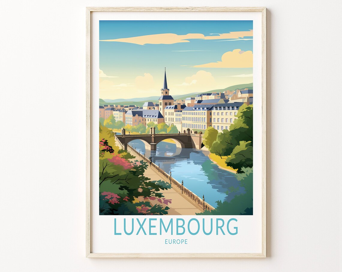 Luxembourg Vintage Travel Poster, Europe Travel Poster