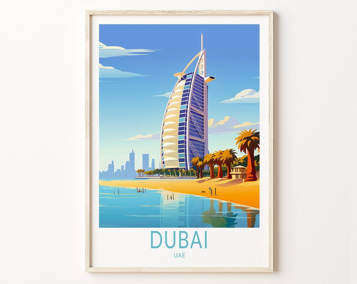 Dubai Travel Poster United Arab Emirates Poster Print Dubai City Custom Travel Print Personalized Travel Poster Birthday Gifts