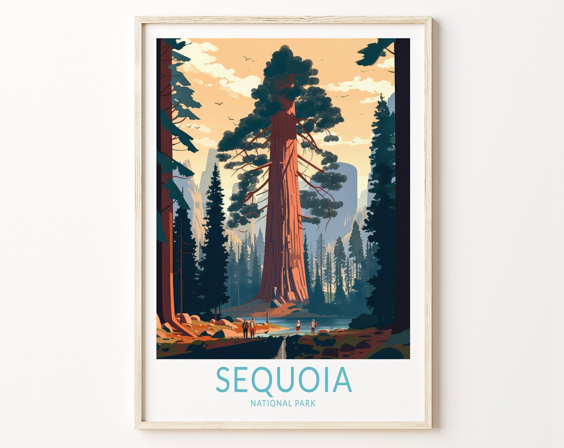 Sequoia California Travel Poster, National Park Print