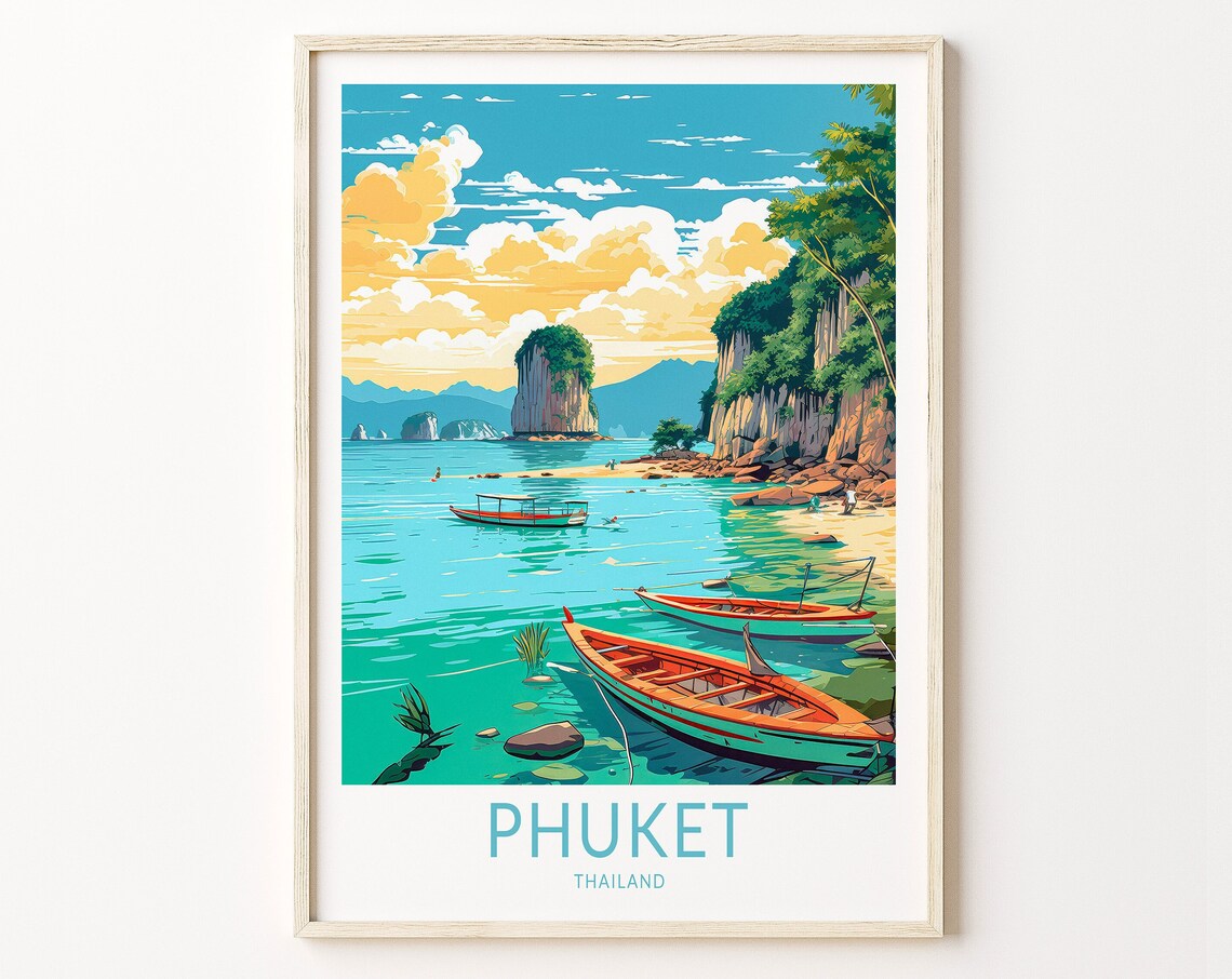 Phuket Thailand Travel Poster, Island Wall Art