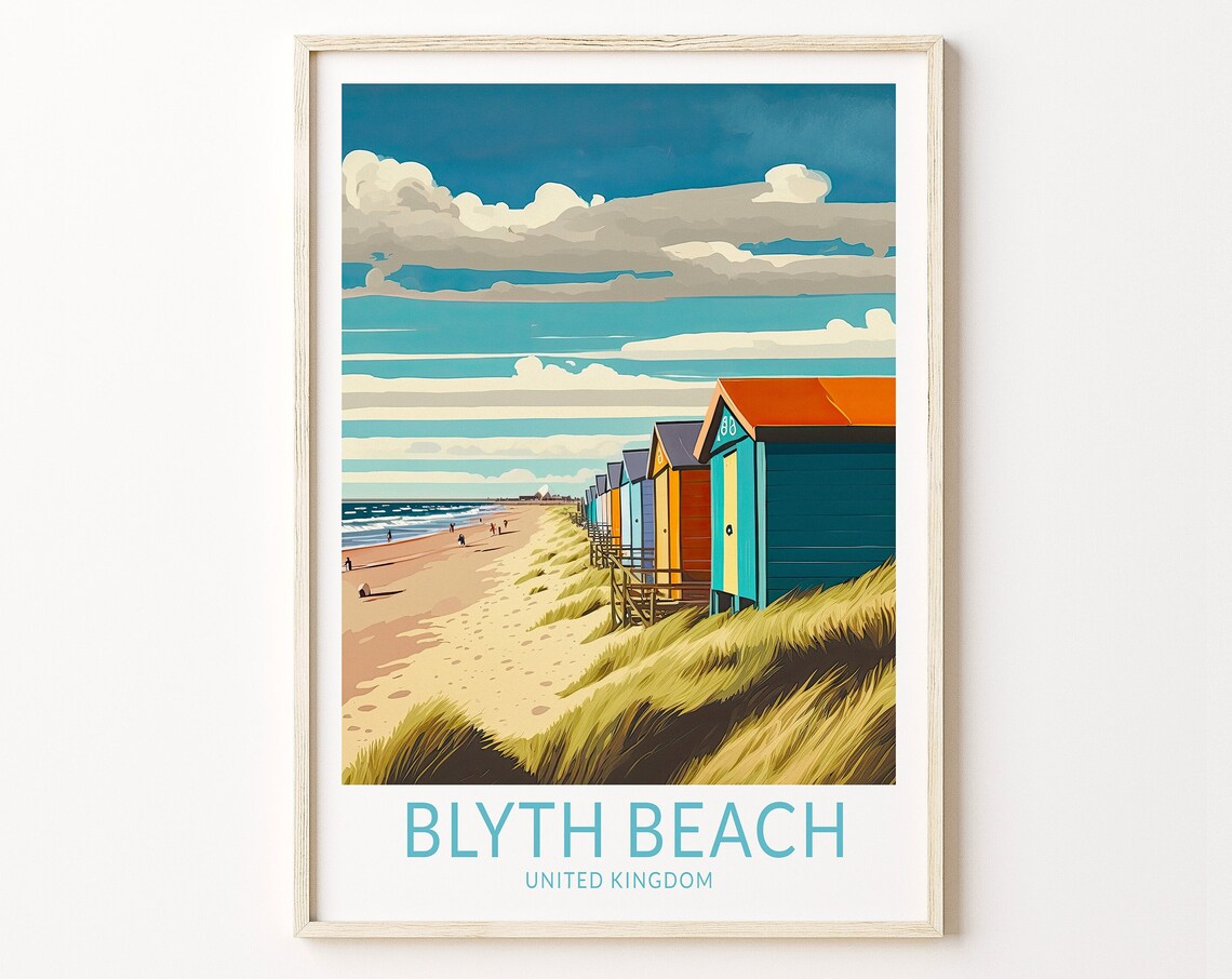 Blyth Beach Northumberland Travel Poster, Travel Print