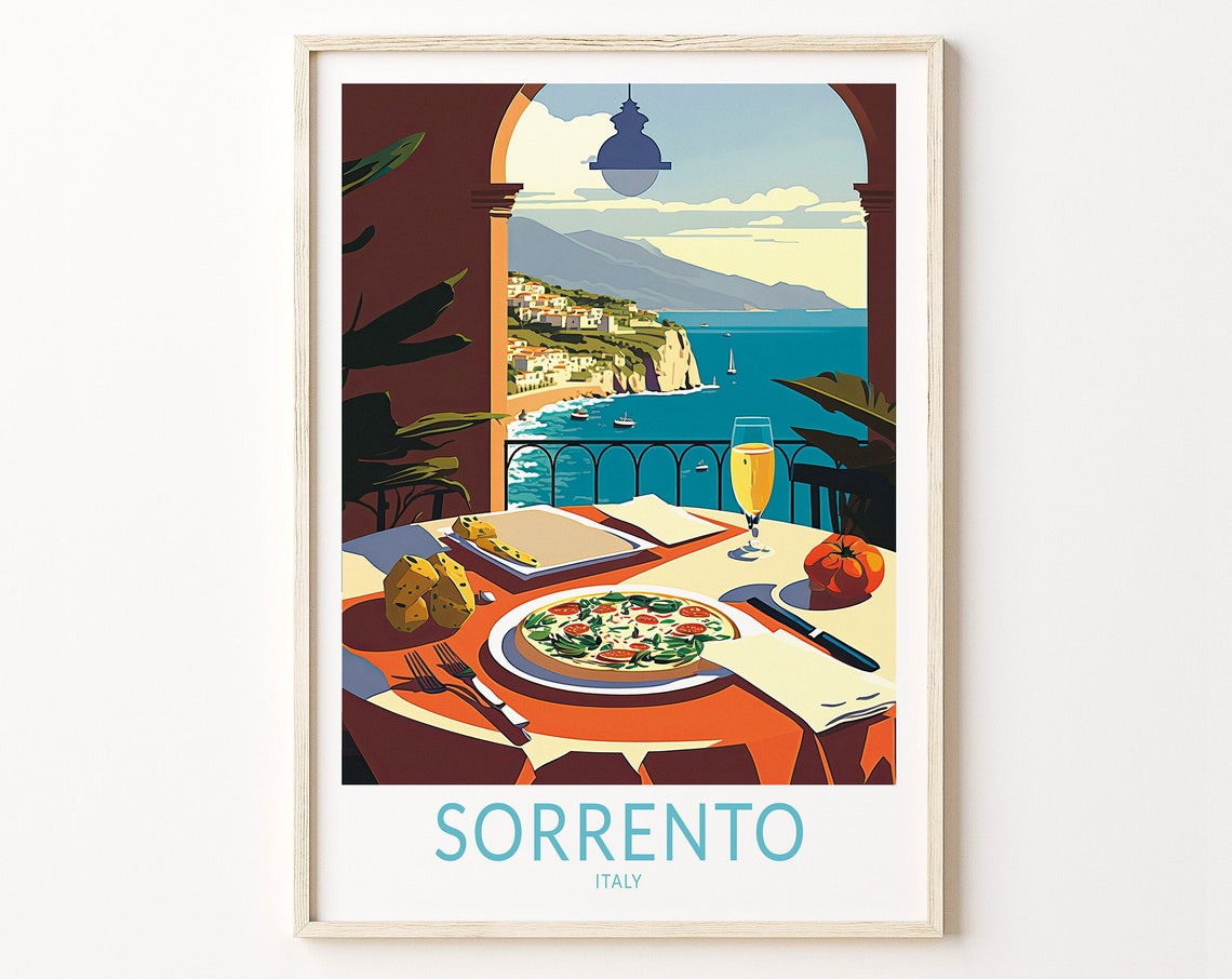 Sorrento Italy Coast Travel Print Sorrento Italy Food Travel Poster Print Sorrentofood Wall Art Italy Coast Food Travel Wall Decor