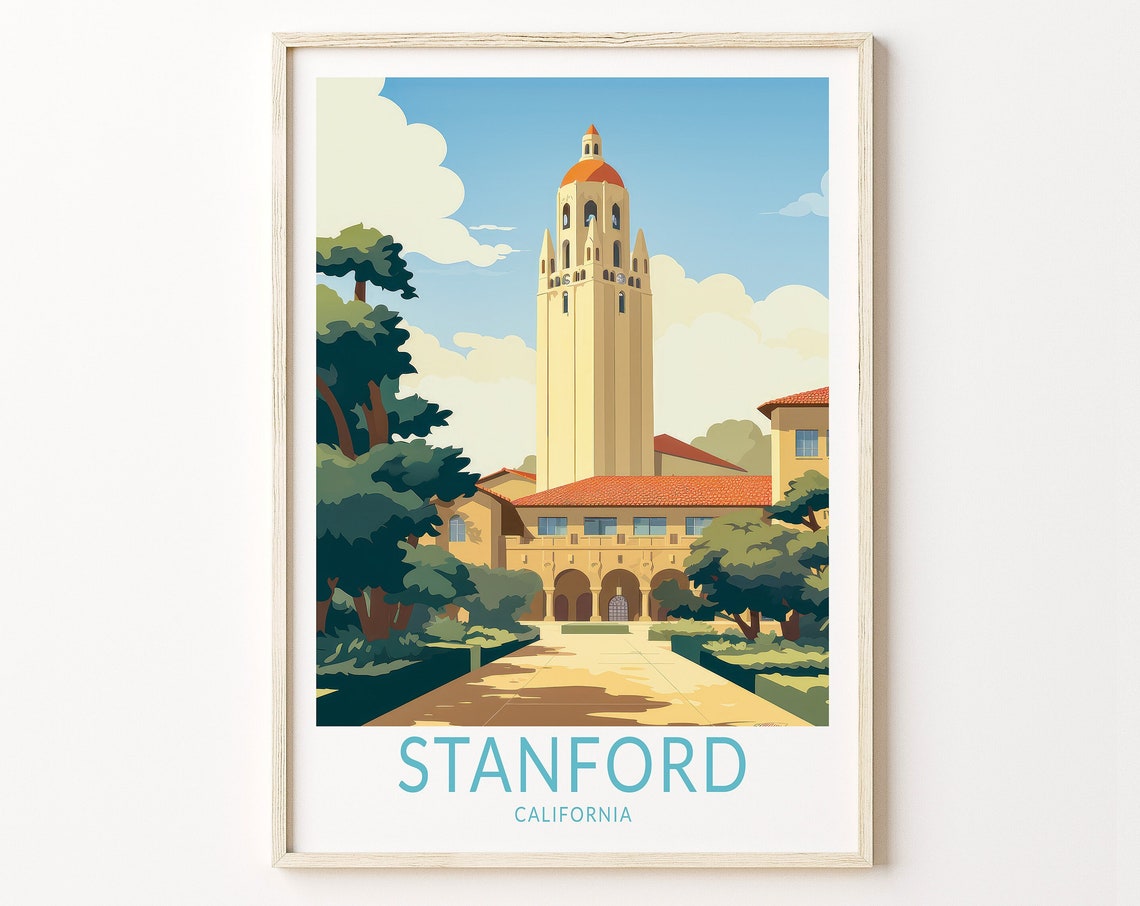 Stanford California Hoover Tower University Campus Travel Poster
