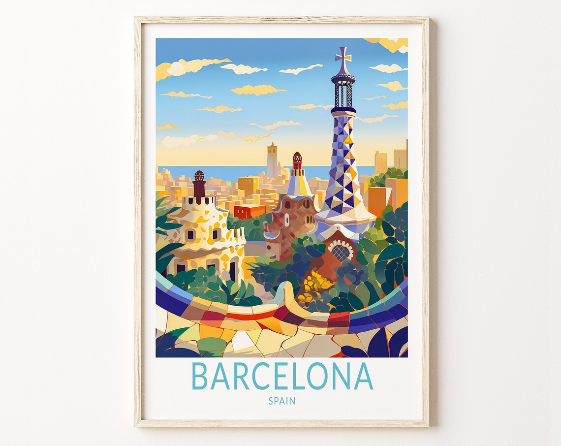 Barcelona City Travel Poster, Spain Travel Poster