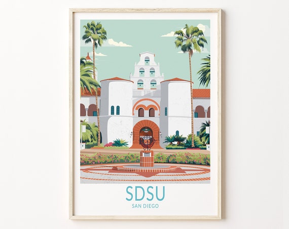 San Diego State University Travel Poster, Campus Print
