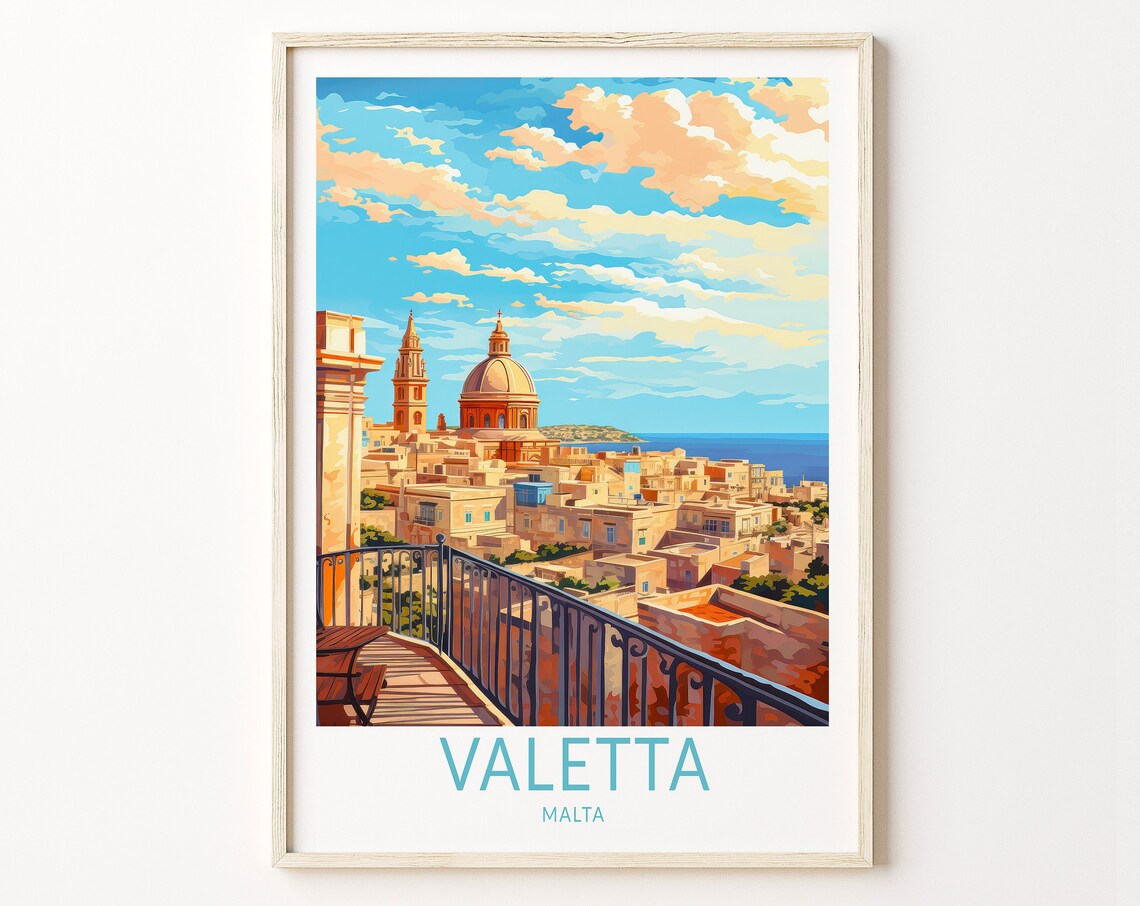 Valletta Malta Travel Poster, Visit Malta Art Print