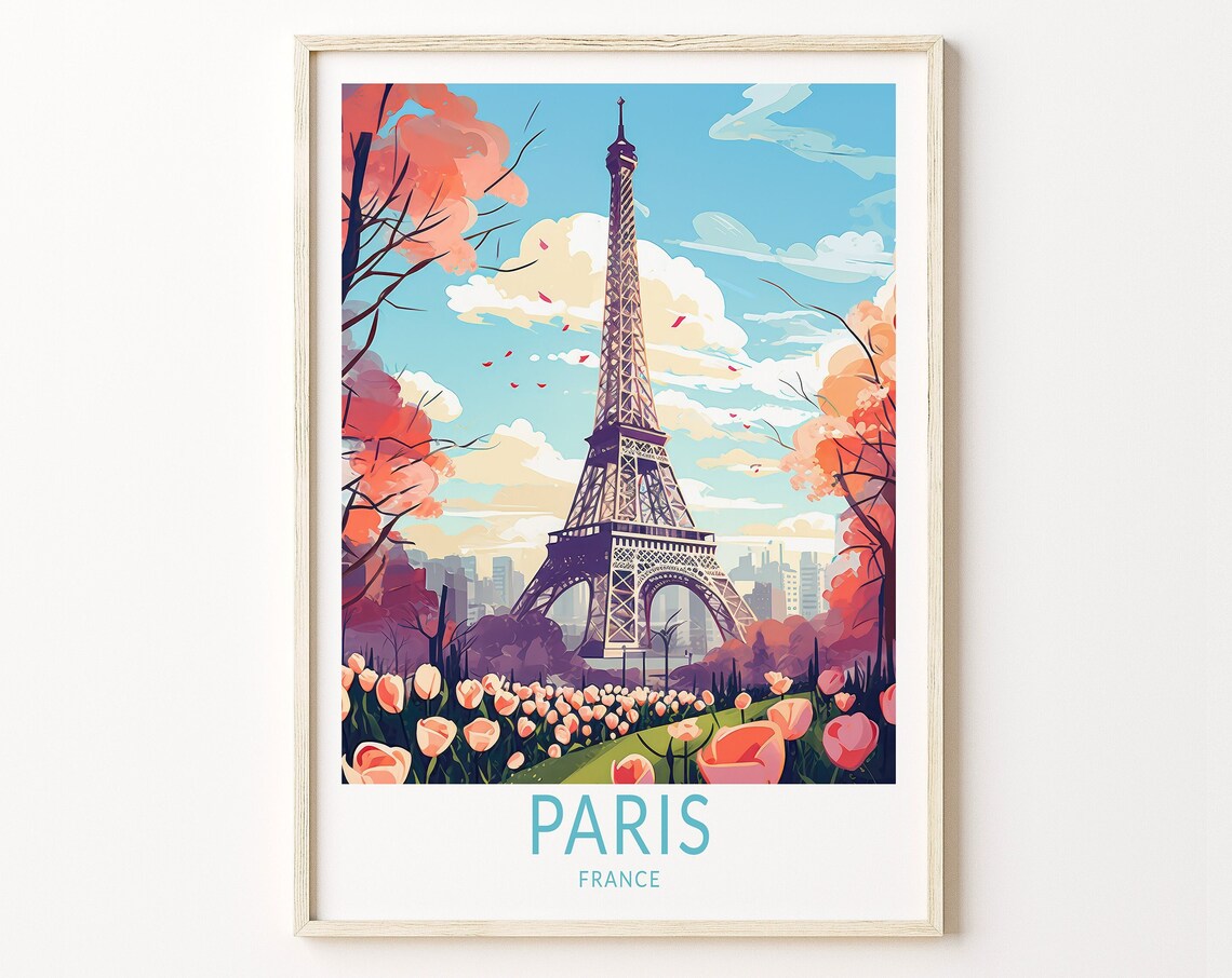 Paris Travel Poster, Minimalist France Wall Art