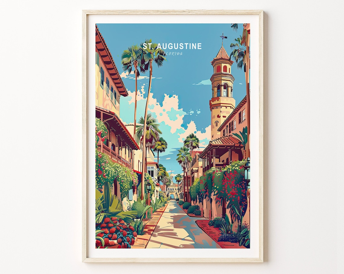 St. Augustine Florida Travel Poster, City Wall Art