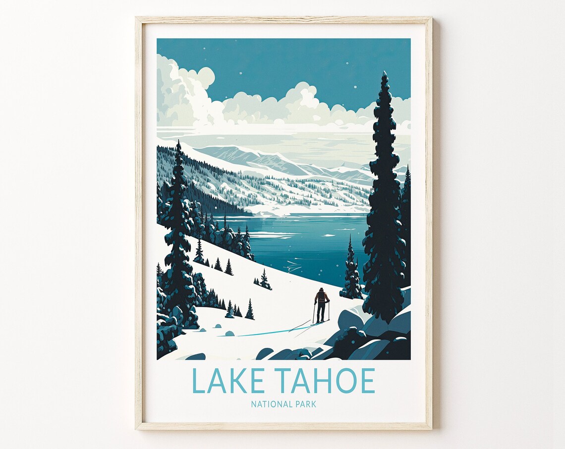Lake Tahoe National Park Travel Poster, Wall Art Print