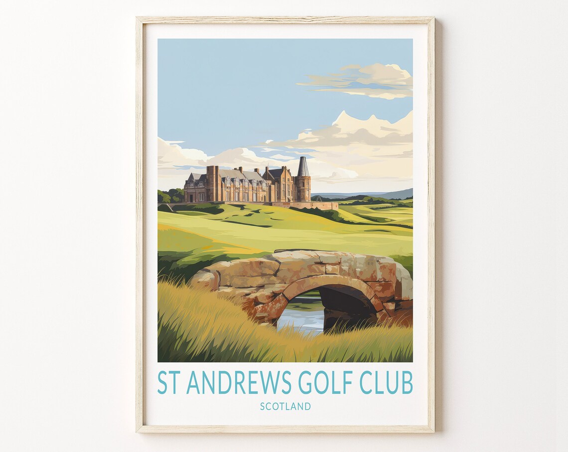 St. Andrews Golf Club Travel Poster, Scotland Travel Poster