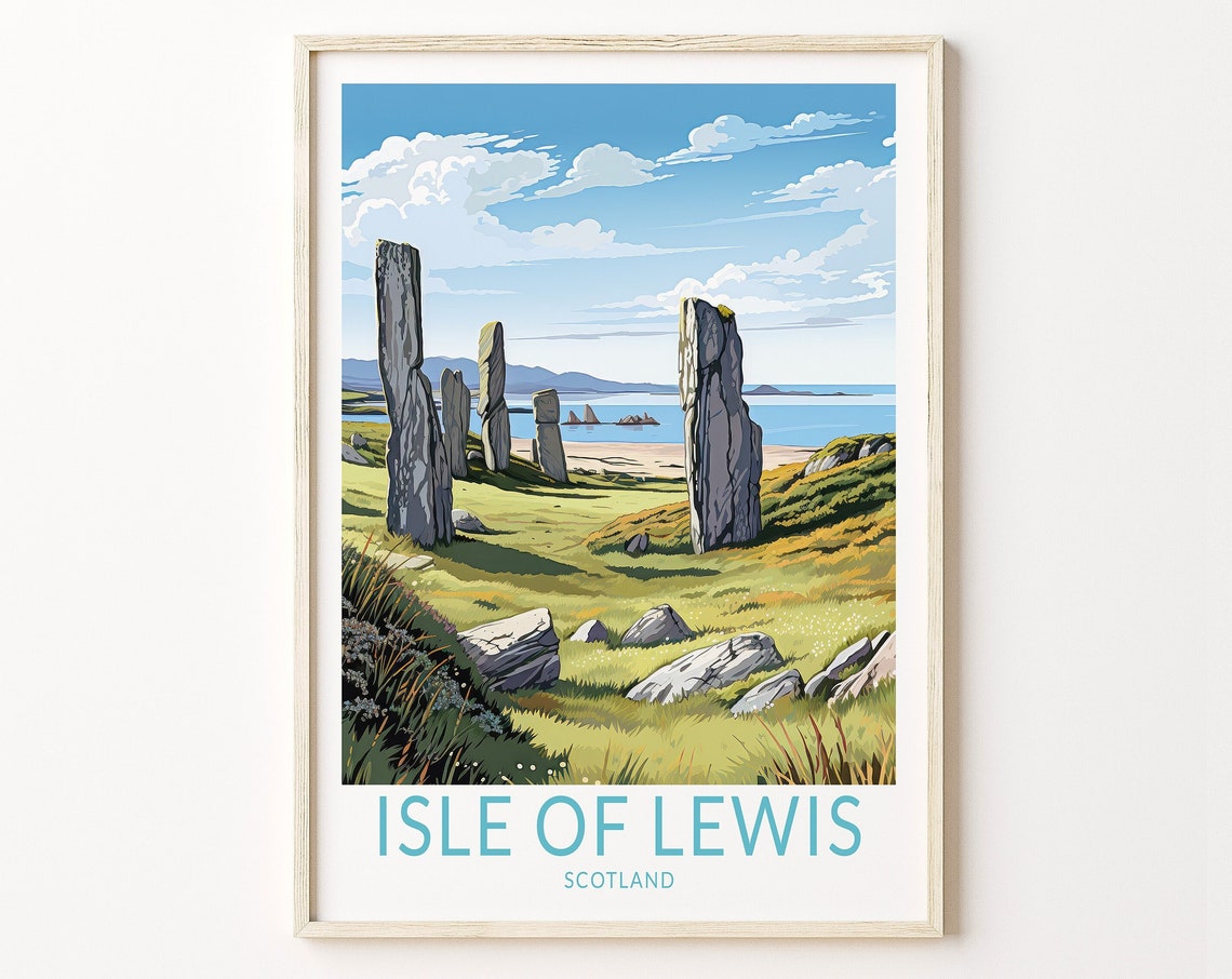 Isle Of Lewis Travel Print Isle Of Lewis Scotland Poster Print Isle Of Lewis Island Wall Art English Channel Coast Wall Decor