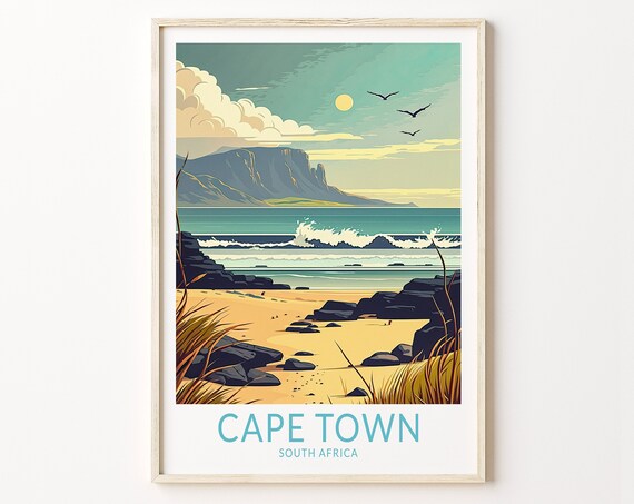 Cape Town South Africa Travel Poster, Coastline