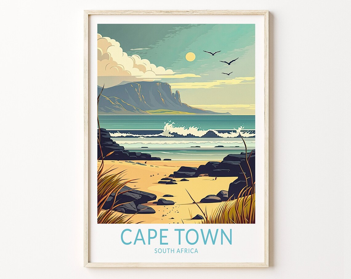 Cape Town South Africa Travel Poster, Coastline