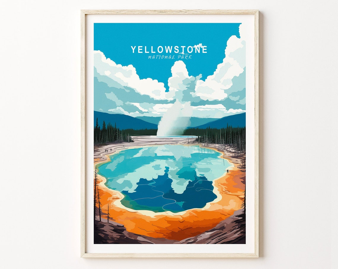 Yellowstone National Park Geyser Hot Spring Rainbow Pool Poster