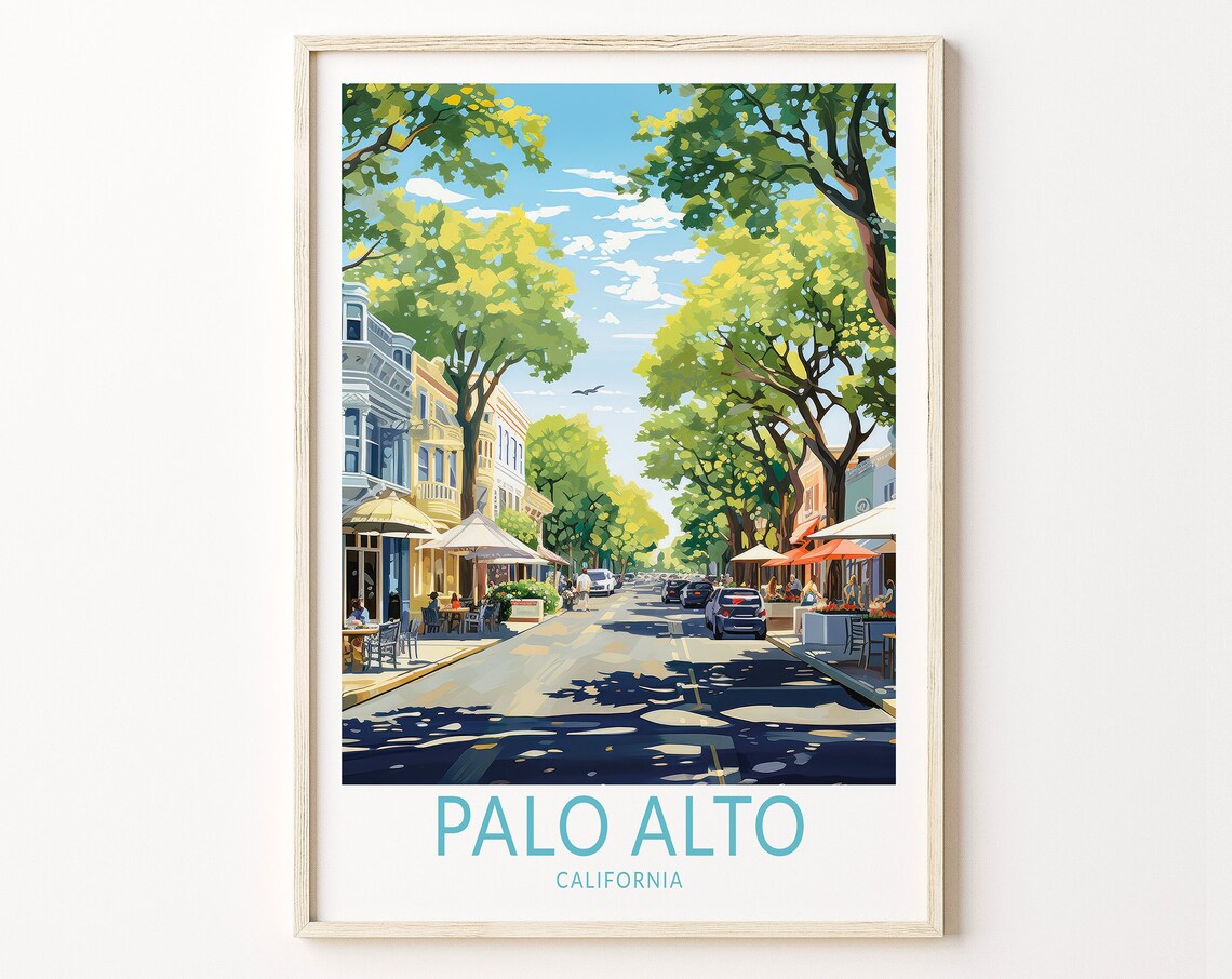 Palo Alto Travel Poster, California Travel Wall Decor