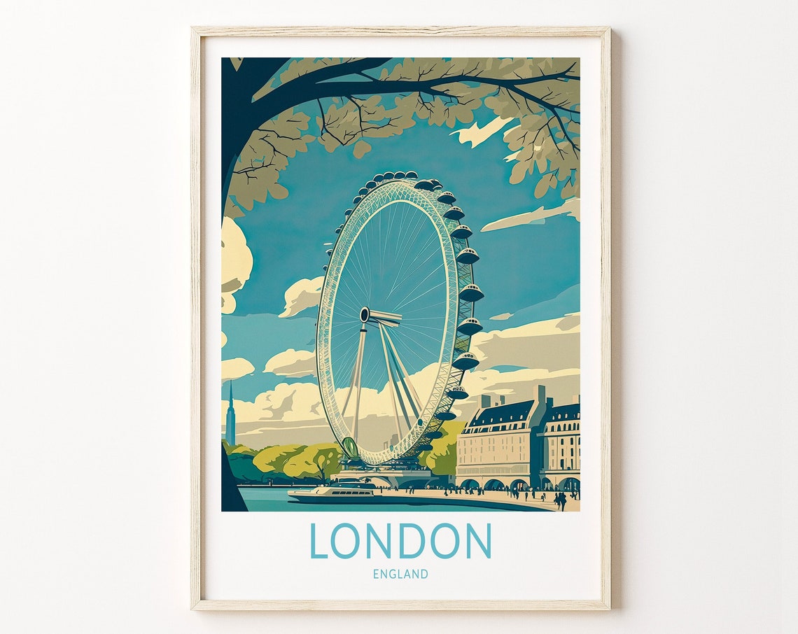 London England Travel Print London Eye Poster Print London Wall Art London United Kingdom Wall Decor Birthday Gift