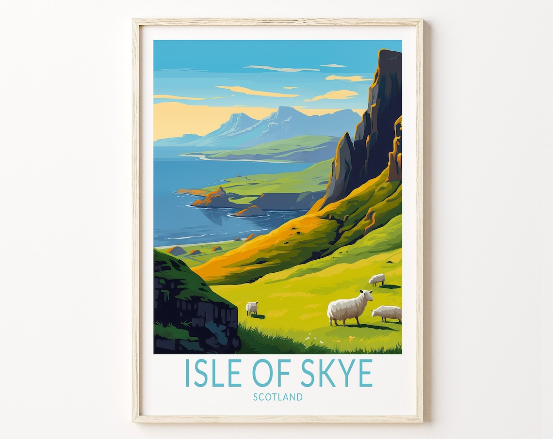 Isle Of Skye Scotland Travel Poster, Coast Wall Decor