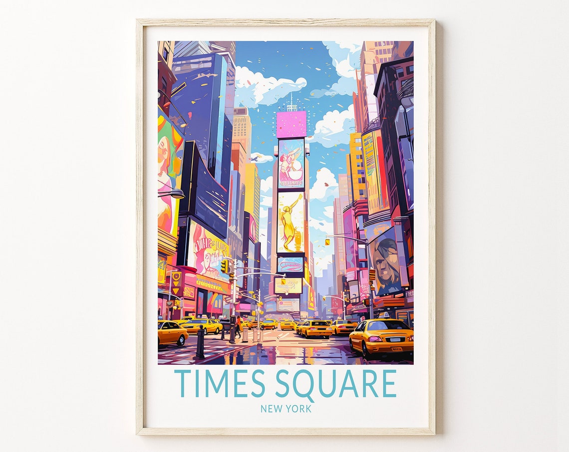 Times Square New York Travel Print New York City Travel Poster New York Wall Art Travel Poster Travel Print Traveler Home Decor
