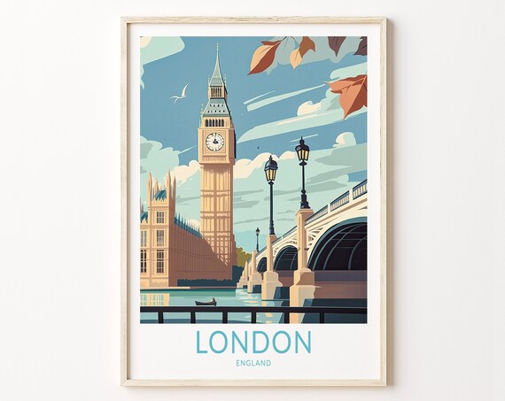 London Big Ben England Travel Poster, Wall Decor
