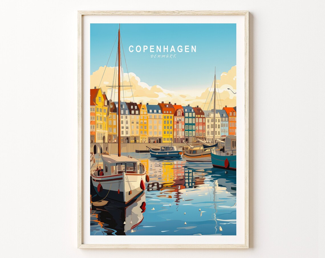 Copenhagen, Denmark Custom Travel Poster Print
