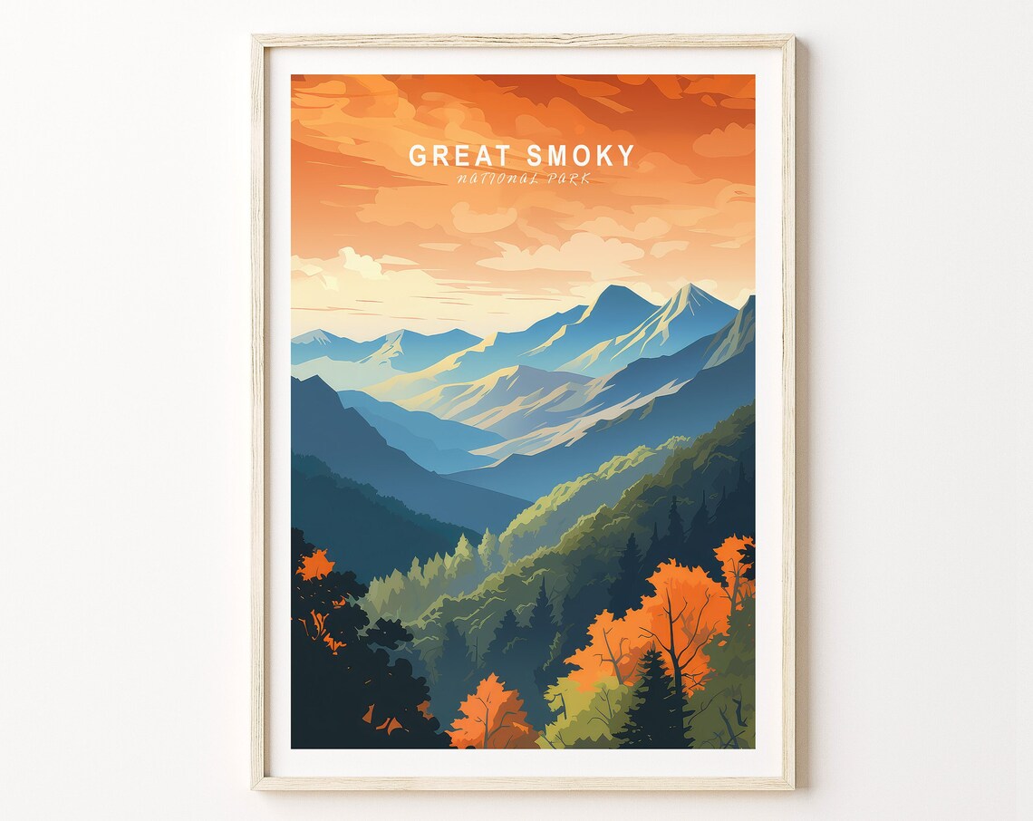 Great Smoky National Park Travel Poster, Wall Art