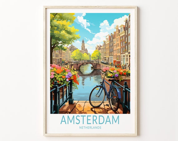 Amsterdam Travel Poster Print, Holland Custom Poster