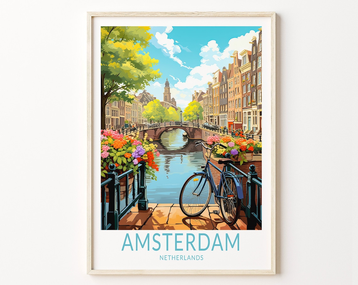 Amsterdam Travel Poster Print, Holland Custom Poster