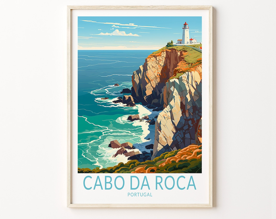 Cabo Da Roca Portugal Travel Poster, Coastal View