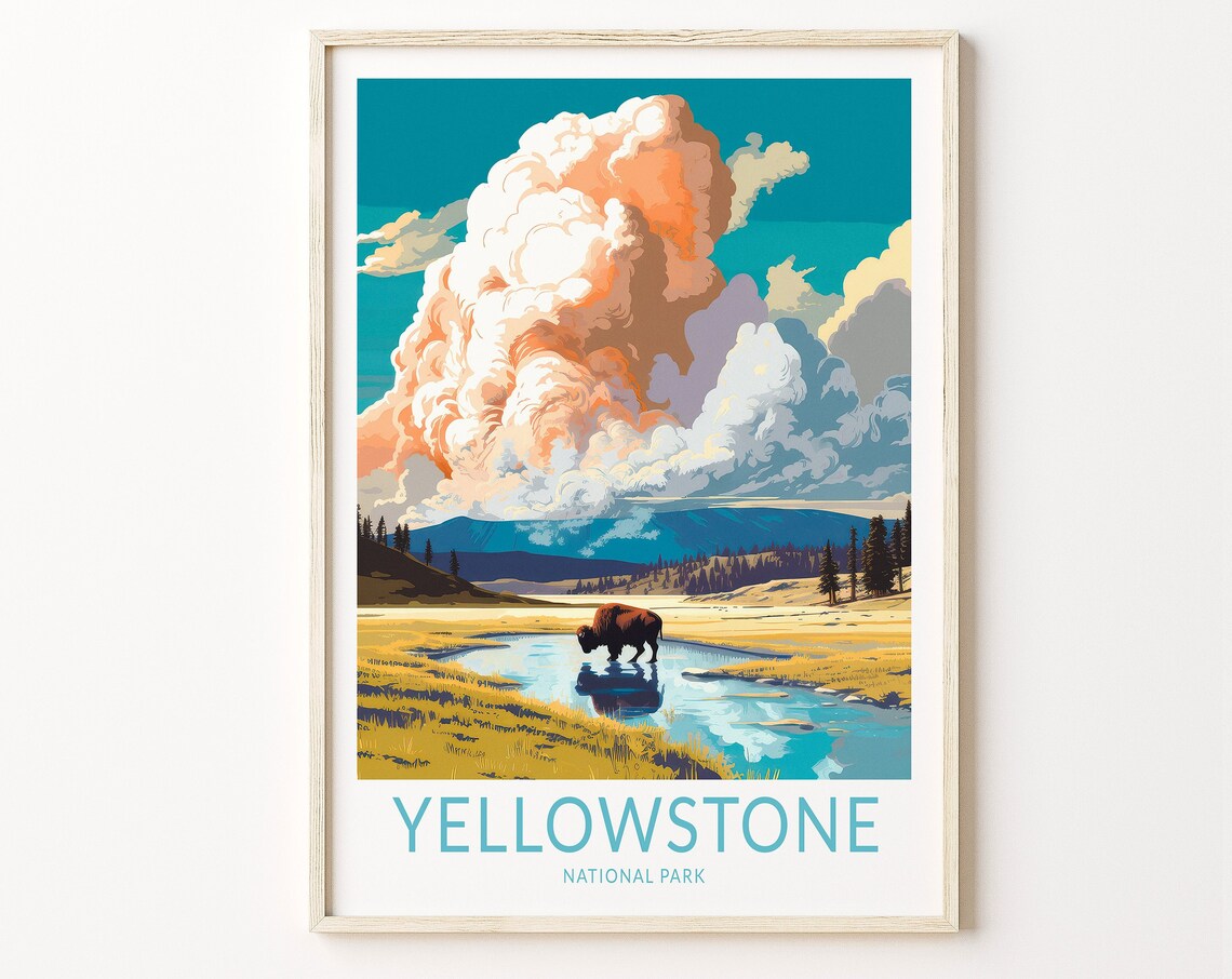 Yellowstone National Park Travel Poster, Wyoming