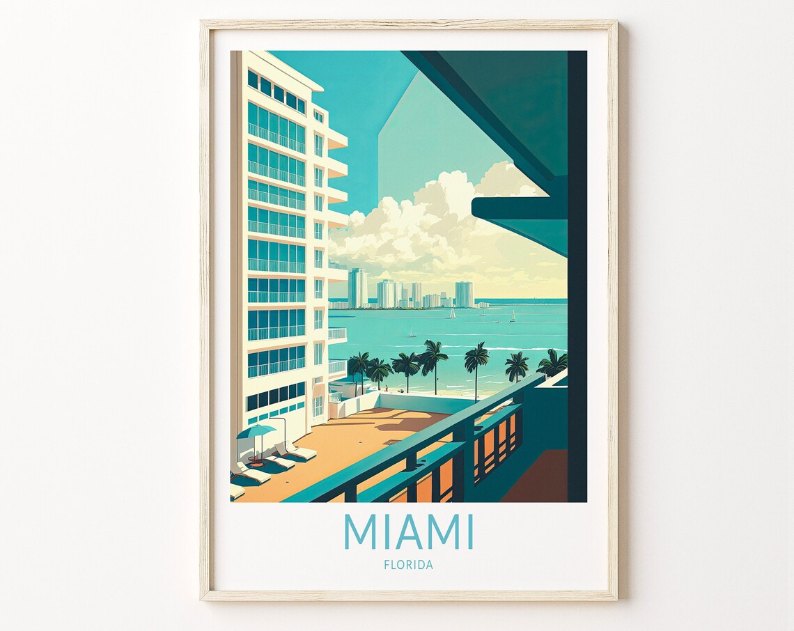 Miami Florida Travel Poster, Travel Home Decor