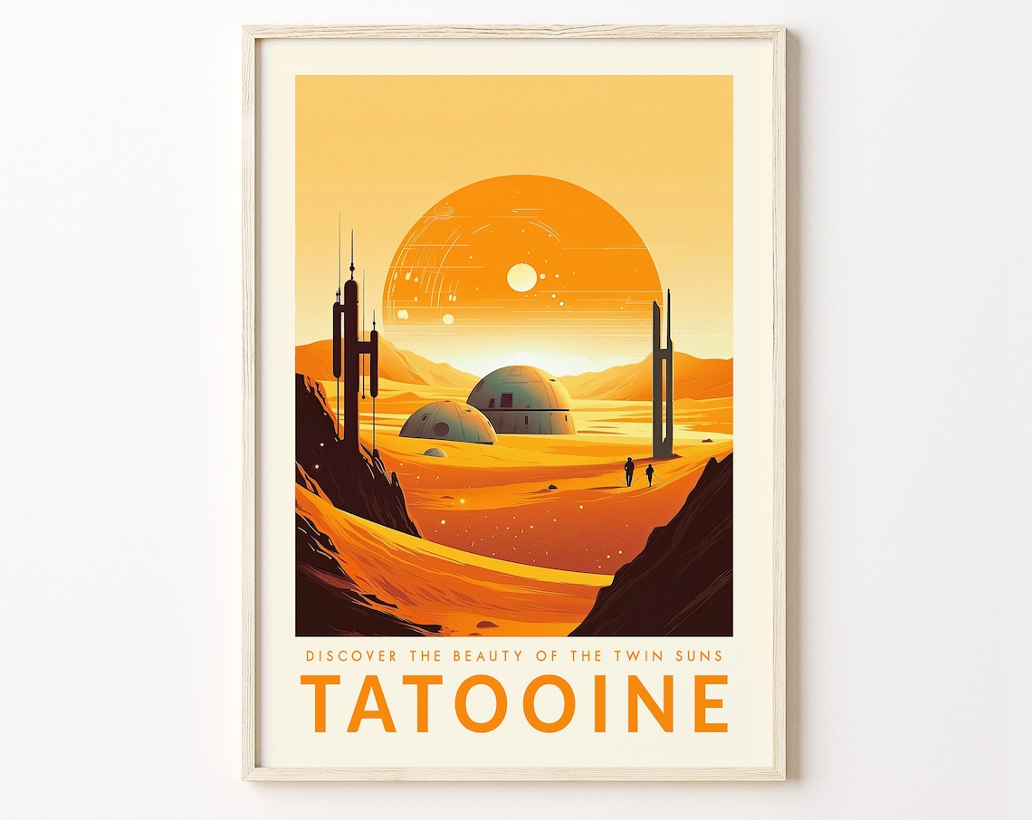 Star Wars Tatooine Retro Travel Poster Print