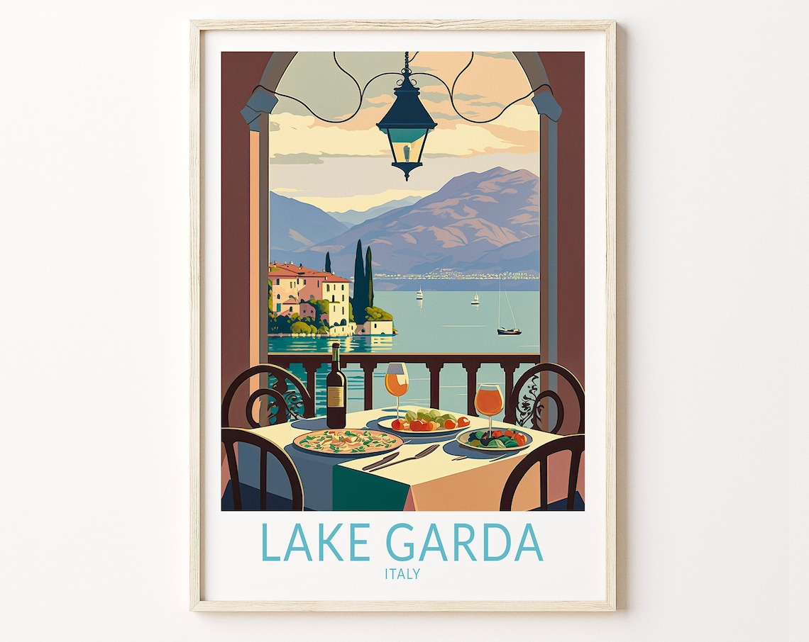 Lake Garda Travel Poster, Italy Wall Art Print