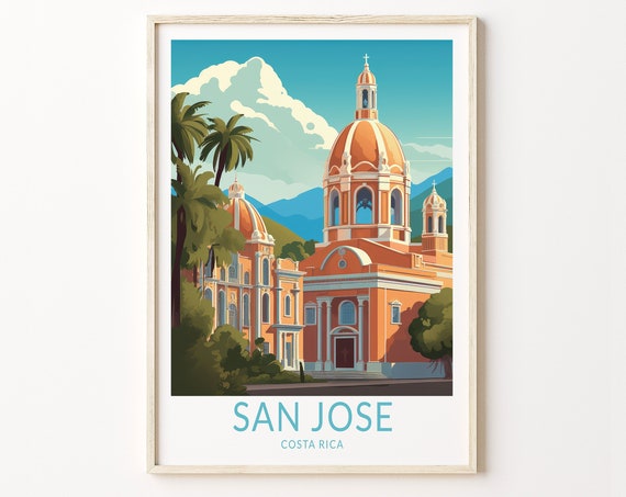 San Jose Costa Rica Travel Poster, Wall Art Print